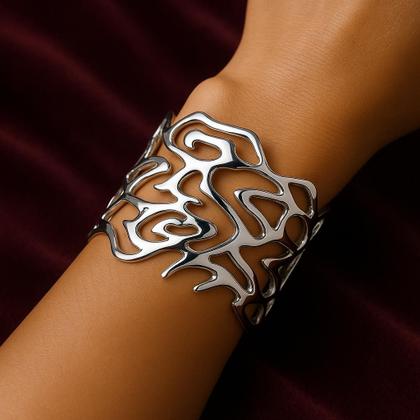 Imagem de Pulseira Aço Inoxidável Vazado Orgânico  Design Moderno