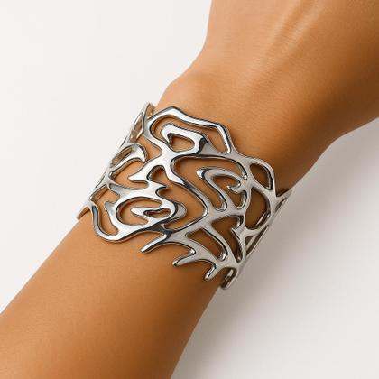Imagem de Pulseira Aço Inoxidável Vazado Orgânico  Design Moderno