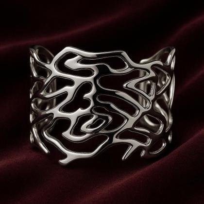 Imagem de Pulseira Aço Inoxidável Vazado Orgânico  Design Moderno