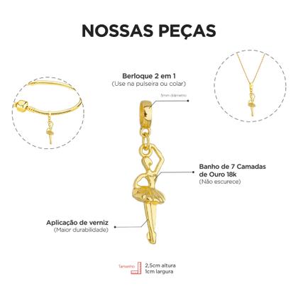 Imagem de Pulseira Ballet Berloque Banhado a Ouro 18k