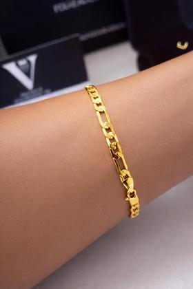 Imagem de Pulseira Banhada Ouro 18k Masculina 3x1 5mm 21cm