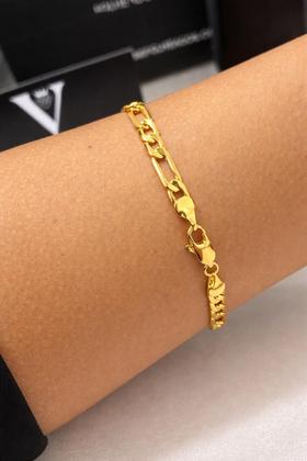 Imagem de Pulseira Banhada Ouro 18k Masculina 3x1 5mm 21cm