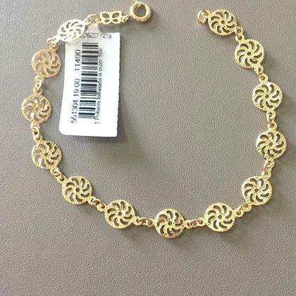 Imagem de Pulseira banhado ouro 3x 24k 18k e 22k feminina peças redondas vazada rommanel 19 cm 551304