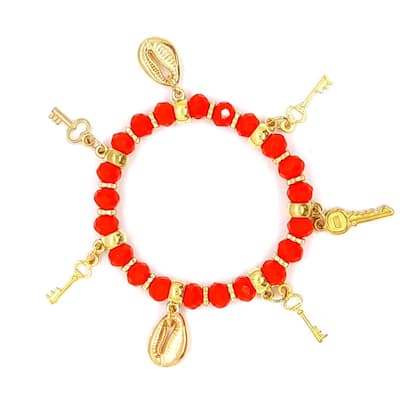 Imagem de Pulseira Bará Orixás Umbanda Candomblé Vermelha Ajustável
