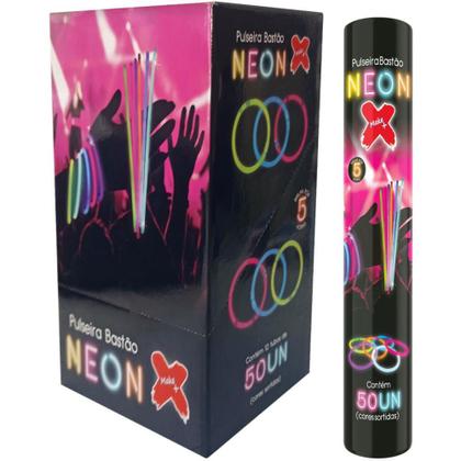 Imagem de Pulseira Bastão Neon Colorida - Tubo com 50 Unidades