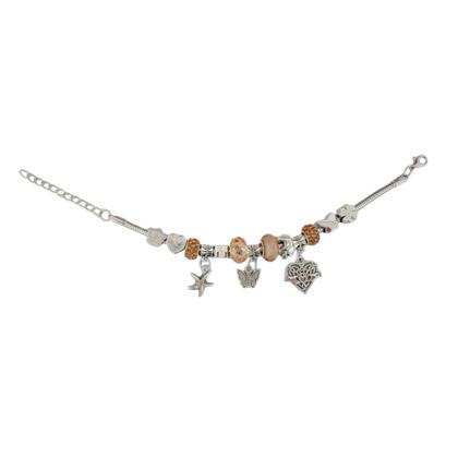 Imagem de Pulseira Berloque Prateada E Dourada Feminina De Pedras