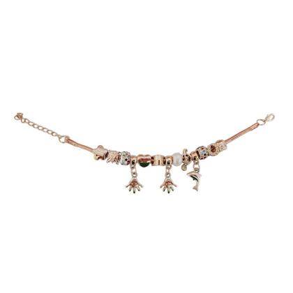 Imagem de Pulseira Berloque Prateada E Dourada Feminina De Pedras