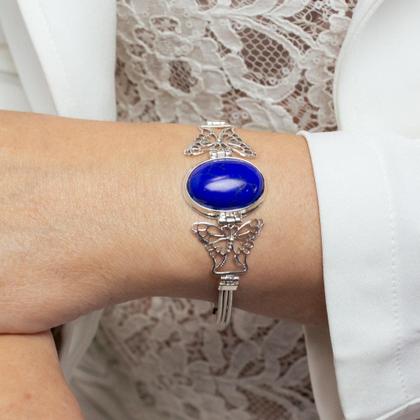 Imagem de Pulseira Borboleta e Lapis Lazuli Oval Prata 925