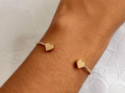 Imagem de Pulseira Bracelete Coração Ajustável Folhado a Ouro 18k