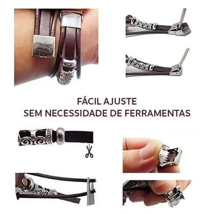 Imagem de Pulseira Bracelete Couro Tribe Miçanga Compatível com Apple Watch
