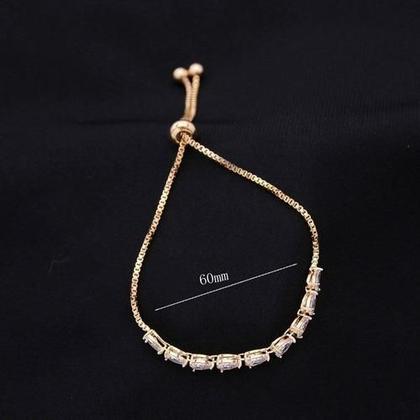 Imagem de Pulseira Bracelete Dourada Com Zircônia Noiva Debutante Gota