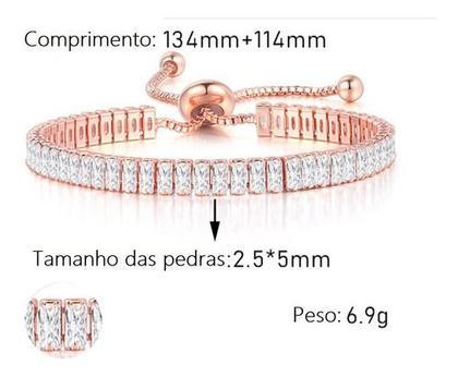 Imagem de Pulseira Bracelete Dourada Rosê Com Zircônia Noiva Debutante