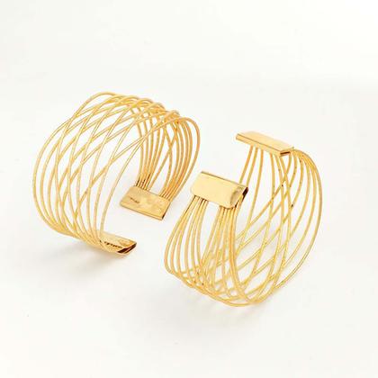 Imagem de Pulseira Bracelete Dourada Tendência Luxo Festa Casamento