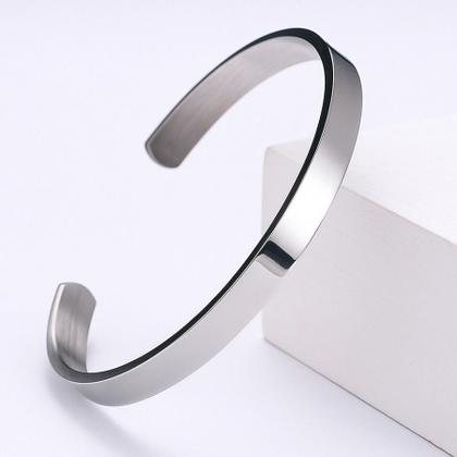 Imagem de Pulseira Bracelete Em Aço Titânio Ajustável Rigido Moderno