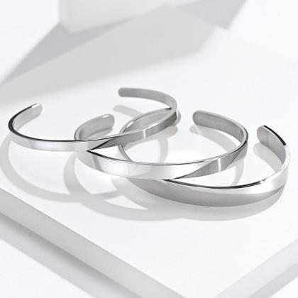 Imagem de Pulseira Bracelete Em Aço Titânio Ajustável Rigido Moderno