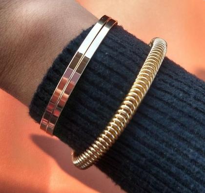 Imagem de Pulseira Bracelete Feminino Elos Aro mola Torcido Folheado Ouro 18k Dourado Prata Tendência Moda