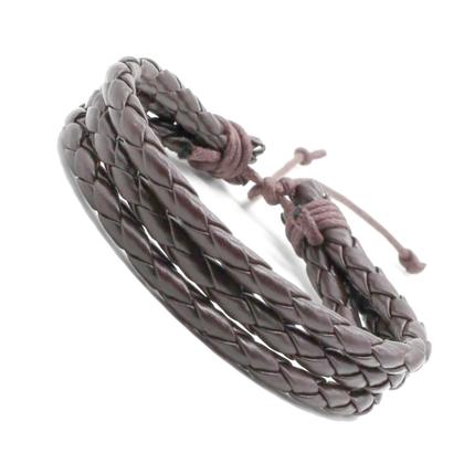 Imagem de Pulseira bracelete masculino feminino de couro preto marrom 3 volta regulável três camadas
