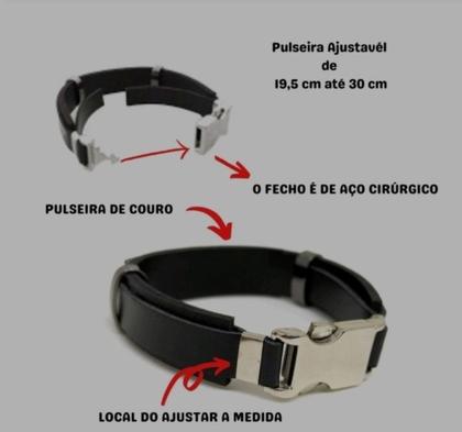 Imagem de Pulseira Bracelete material sintético Ajustável Masculino Feminino Placa Aço Inox Fé Força Coragem Religiosas Luxo