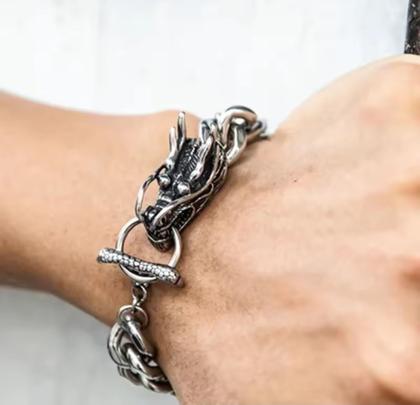 Imagem de Pulseira Bracelete O Dragão Vikings em Aço Inox