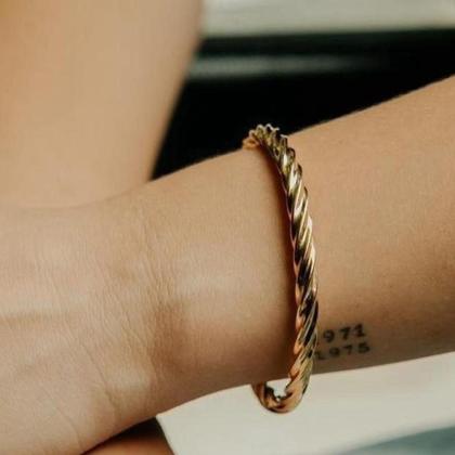 Imagem de Pulseira bracelete ondulado banhado a ouro 18k