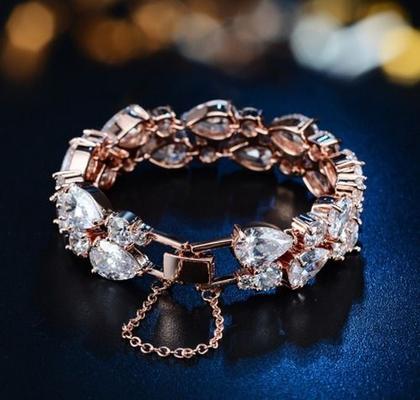 Imagem de Pulseira Bracelete Prata Com Zircônia Noiva Debutante Gota