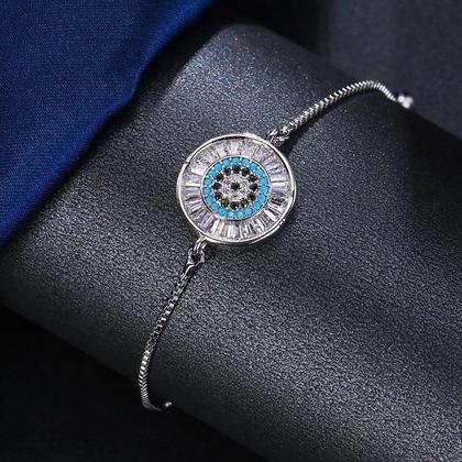 Imagem de Pulseira Bracelete Prata Com Zircônia Olho Grego Presente