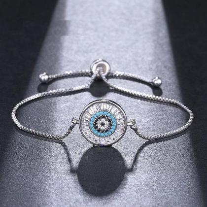 Imagem de Pulseira Bracelete Prata Com Zircônia Olho Grego Presente
