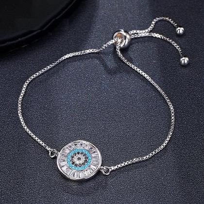 Imagem de Pulseira Bracelete Prata Com Zircônia Olho Grego Presente