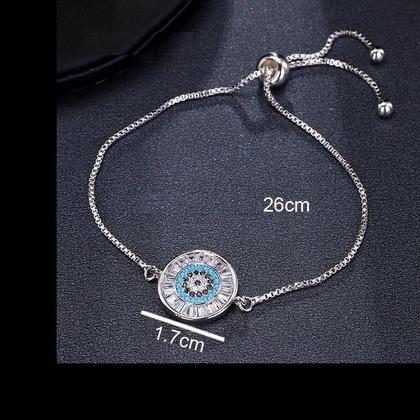 Imagem de Pulseira Bracelete Prata Com Zircônia Olho Grego Presente