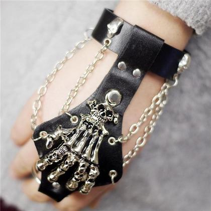Imagem de Pulseira Bracelete Presente Punk Rock Gótico Moto Halloween Estiplo Gótico