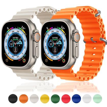 Imagem de Pulseira Branco 42/44/45/49mm Oceano Silicone Compatível Relógio Serie 8 7 6 SEE