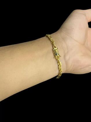 Imagem de Pulseira Cadeado 5mm Fecho Nossa Senhora Banhado A Ouro 18k