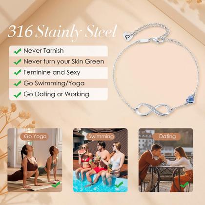 Imagem de Pulseira CDE Rose Gold Initial Heart Infinity para mulheres