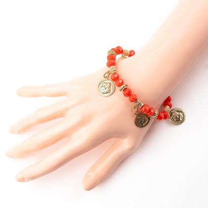 Imagem de Pulseira Cigana Laranja com Moedas Cristal e Silicone