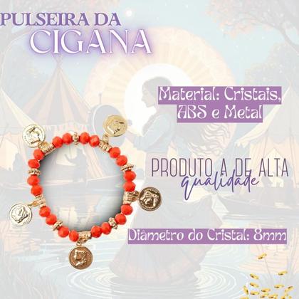 Imagem de Pulseira Cigana Laranja com Moedas Cristal e Silicone