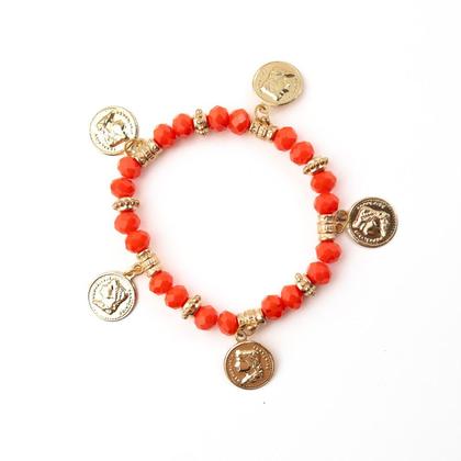 Imagem de Pulseira Cigana Laranja com Moedas Cristal e Silicone