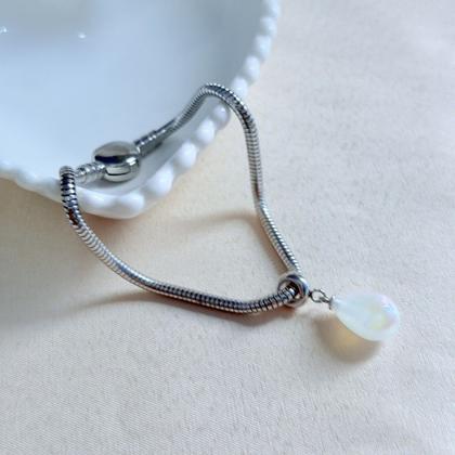 Imagem de Pulseira com Berloque de Gota Boreal em Aço Inox