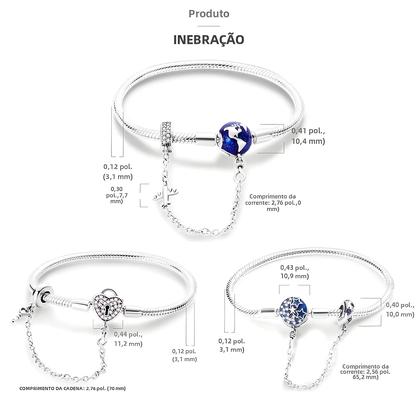 Imagem de Pulseira com Trava de Coração Rosa (17-20cm) - Prata 925 - Faça Você Mesmo