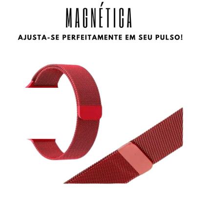 Imagem de Pulseira Compatível com Smartwatch Apple Aço Inox Magnética