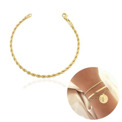 Imagem de Pulseira Cordão Baiano 3mm Banhada a Ouro