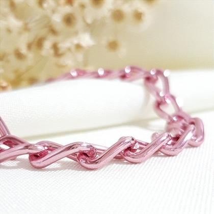 Imagem de Pulseira Corrente Groumett Metalizada Rosa - Semijoia Hipoalergênica