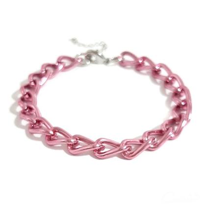 Imagem de Pulseira Corrente Groumett Metalizada Rosa - Semijoia Hipoalergênica