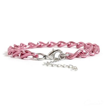 Imagem de Pulseira Corrente Groumett Metalizada Rosa - Semijoia Hipoalergênica