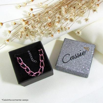 Imagem de Pulseira Corrente Groumett Metalizada Rosa - Semijoia Hipoalergênica