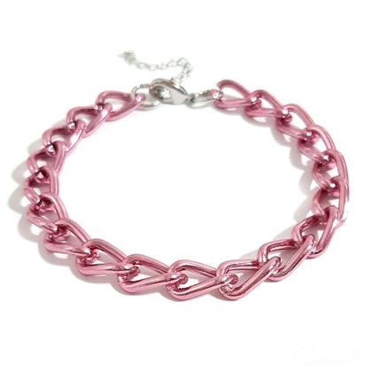 Imagem de Pulseira Corrente Groumett Metalizada Rosa - Semijoia Hipoalergênica