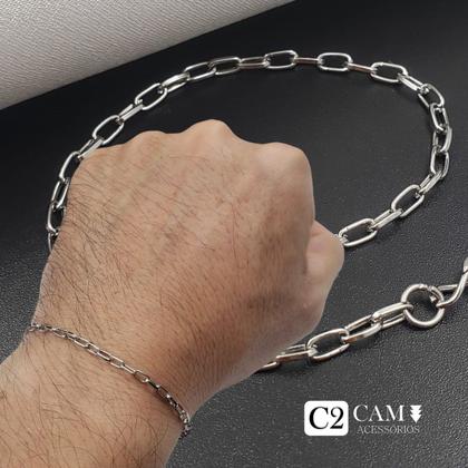 Imagem de Pulseira Corrente Regulável Aço Inox Prata Escolha O Modelo