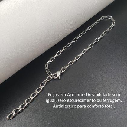 Imagem de Pulseira Corrente Regulável Aço Inox Prata Escolha O Modelo