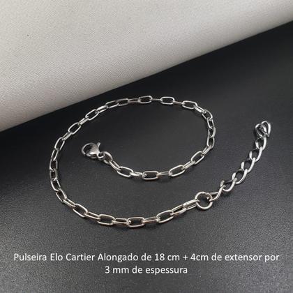 Imagem de Pulseira Corrente Regulável Aço Inox Prata Escolha O Modelo