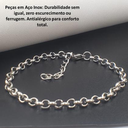 Imagem de Pulseira Corrente Regulável Aço Inox Prata Escolha O Modelo