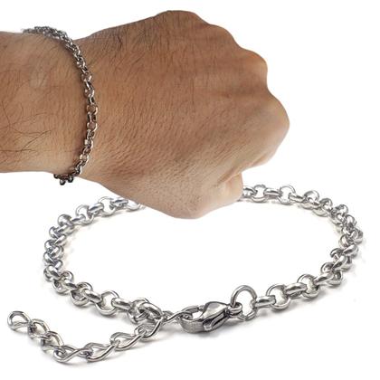 Imagem de Pulseira Corrente Regulável Aço Inox Prata Escolha O Modelo